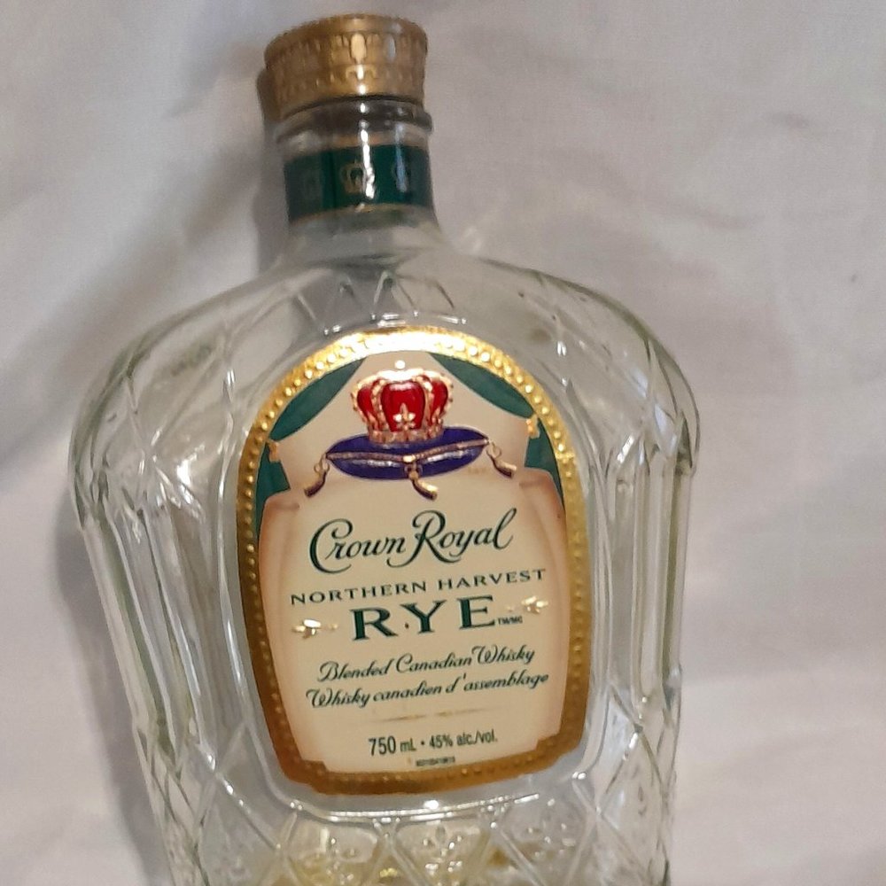 Crown Royal Home Bar Decor Empty Glass Bottle Man Cave Decor Glass DIY Crafts